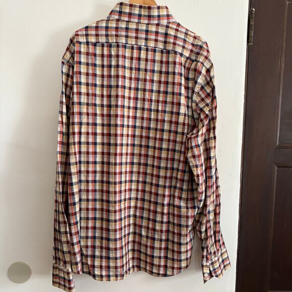 CIGAR COUTURE | Burgundy and Yellow Soft Collared Cotton Plaid Shirt | 3XL - Picture 2 of 4